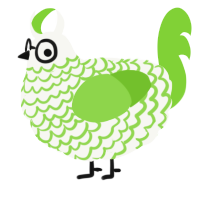 A white and grass chicken with a lace pattern