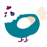 A sea and cream chicken with a head pattern