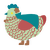 A gluppy and red chicken with a lace pattern
