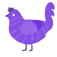 A blurple chicken with a bar pattern