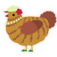 A gold and russet chicken with a bar pattern