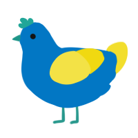A sapphire and yellow chicken