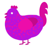 A amethyst and fuchsia chicken with a speckle pattern
