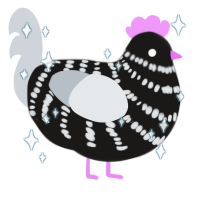 Reverse Zebra, a sable and mist chicken with a bar pattern