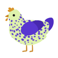 A apple and indigo chicken with a speckle pattern