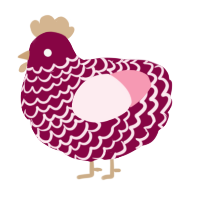 A maroon and rose chicken with a lace pattern