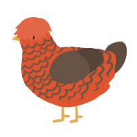 A vermilion and bark chicken with a lace pattern