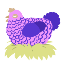 A lavender and indigo chicken with a lace pattern