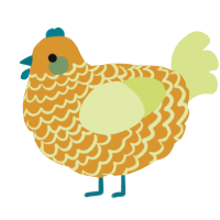 A orange and lemon chicken with a lace pattern