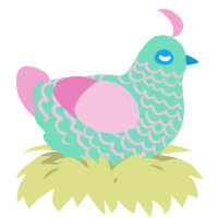 A mint and pink chicken with a lace pattern