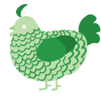 A gluppy and viridian chicken with a lace pattern