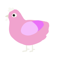 I THINK, a pink and lavender chicken