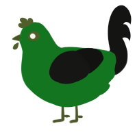 A leaf and black chicken