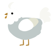 A silver and white chicken with a head pattern