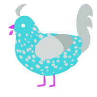 A aqua and silver chicken with a speckle pattern