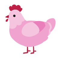 A pink chicken with a head pattern