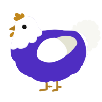 A indigo and white chicken with a head pattern