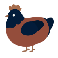 A russet and tumblr chicken with a head pattern
