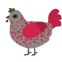 A ash and crimson chicken with a speckle pattern