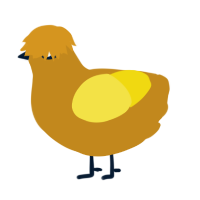A ochre and yellow chicken