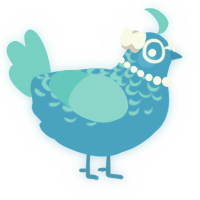 A sky and aqua chicken with a half-lace pattern