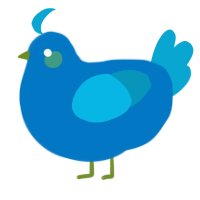 Twitter 3, a sapphire and cerulean chicken