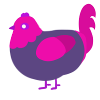 Binomi, a overcast and fuchsia chicken with a head pattern