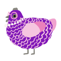 A violet and pink chicken with a lace pattern