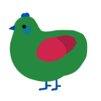 A viridian and crimson chicken