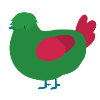 A viridian and crimson chicken
