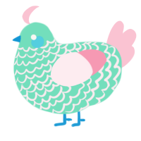 A mint and rose chicken with a lace pattern