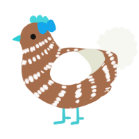 A brown and white chicken with a bar pattern