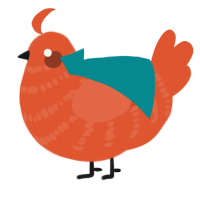 A vermilion chicken with a bar pattern