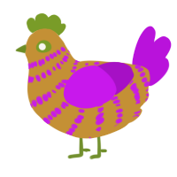 A gold and amethyst chicken with a bar pattern