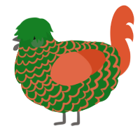 A leaf and vermilion chicken with a lace pattern
