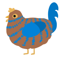 A brown and sapphire chicken with a bar pattern