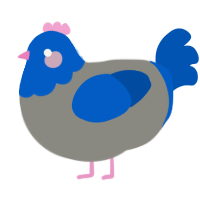 A ash and ultramarine chicken with a head pattern