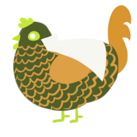 A olive and orange chicken with a lace pattern
