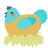 A honey and aqua chicken with a head pattern