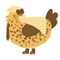 A honey and bark chicken with a speckle pattern