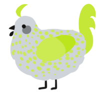 A mist and lime chicken with a speckle pattern