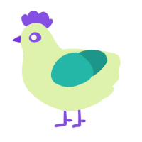 A apple and turquoise chicken