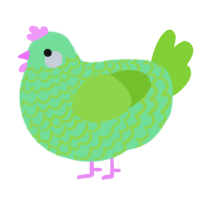 A spring and grass chicken with a lace pattern