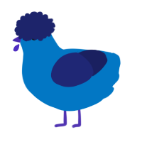 A sapphire and navy chicken