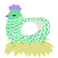 A spring and white chicken with a lace pattern