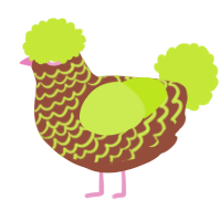 A russet and lime chicken with a lace pattern