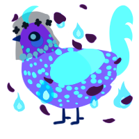 A viridian and wine chicken with a speckle pattern
