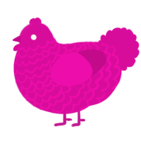 A fuchsia chicken with a lace pattern