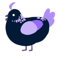 A tumblr and lilac chicken with a neck-speckle pattern
