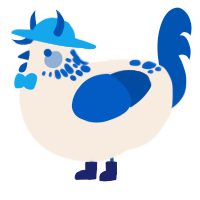 A cream and ultramarine chicken with a neck-speckle pattern